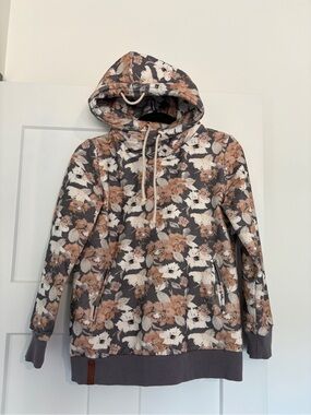 AMPERSAND AVE Hooded Pullover - Gray, Cream & Tan